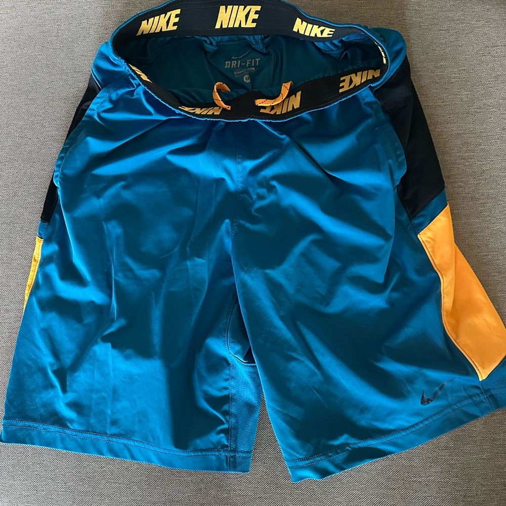 Nike Dri-FIT Shorts in Blue and Orange - Picture 1 of 3